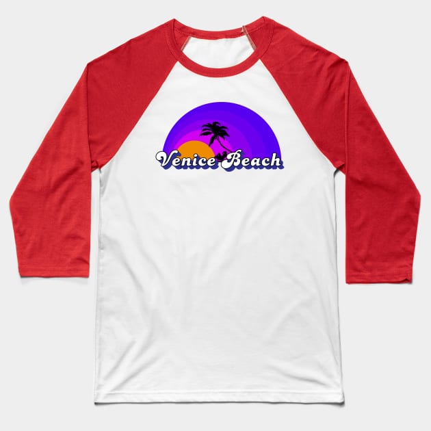 Venice Beach California Souvenir Sunset Design Baseball T-Shirt by Brobocop